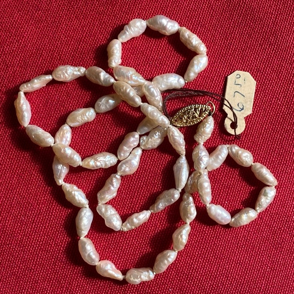 14K Gold & Freshwater Cultured Rice Pearl Necklace I Single Strand - Picture 11 of 12